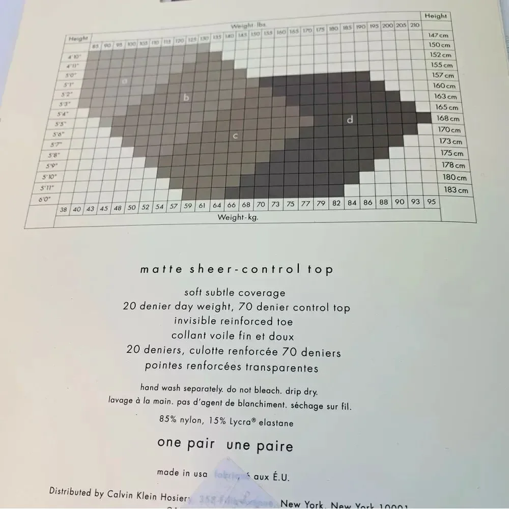 VTG Calvin Klein Matte Sheer Deep 2 Control‎ Top Pantyhose NIP